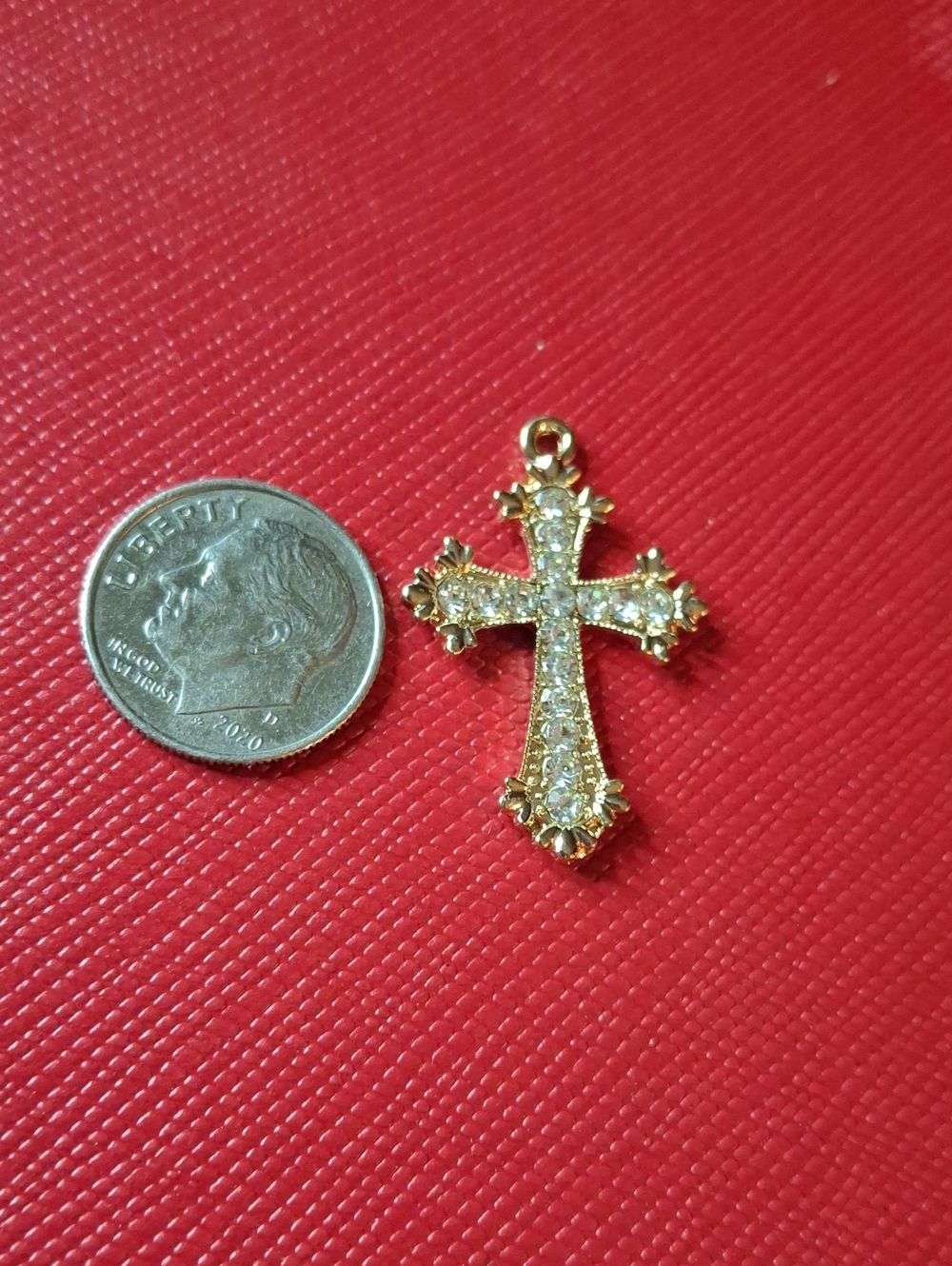 Rhinstone Gold Plated Cross New
